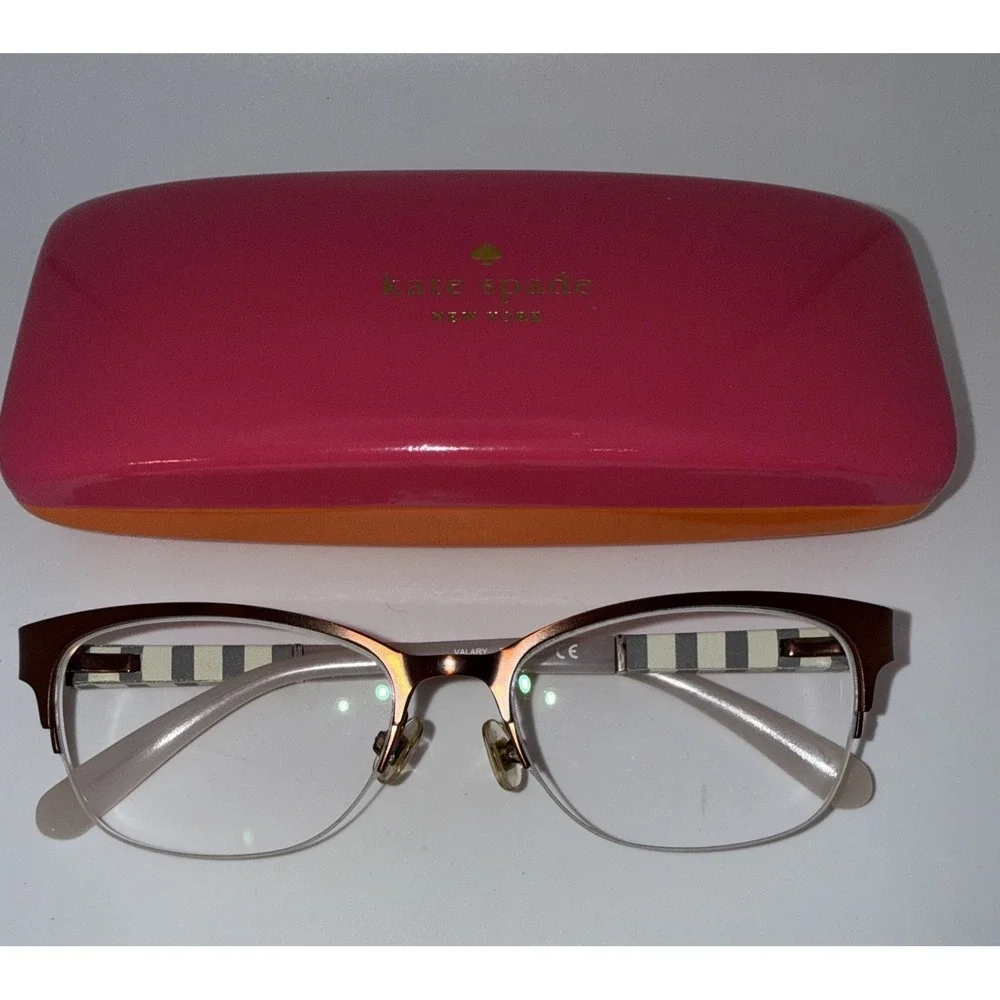 Kate Spade Valary PJW Authentic Copper Half Rim Eyeglass Frames 51-16-135 & Case